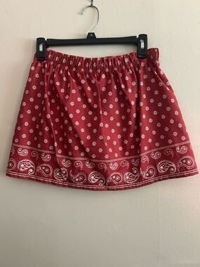 aerie Red Floral & Paisley Elastic-Waist Mini Skirt